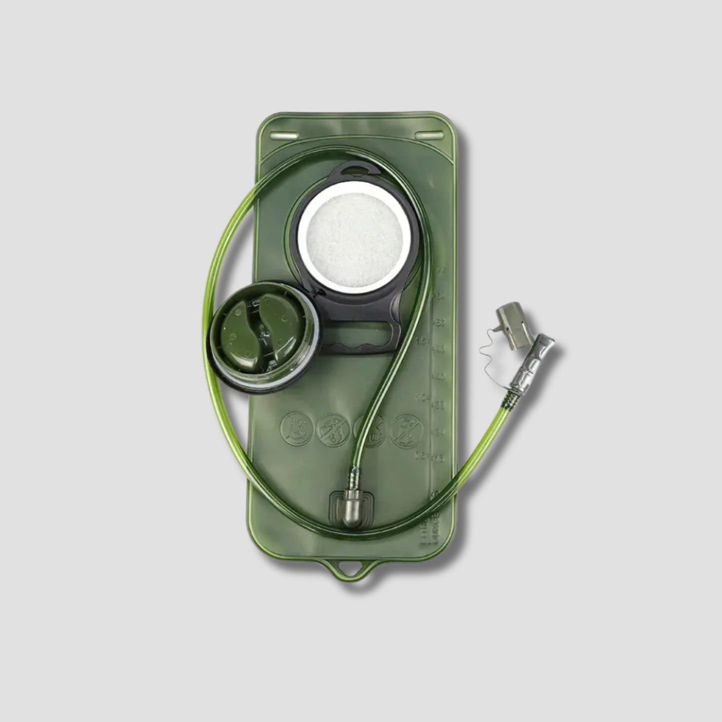 Detailed view of the HYDROFLOW water bladder’s wide-mouth filling port, designed for easy refilling and cleaning