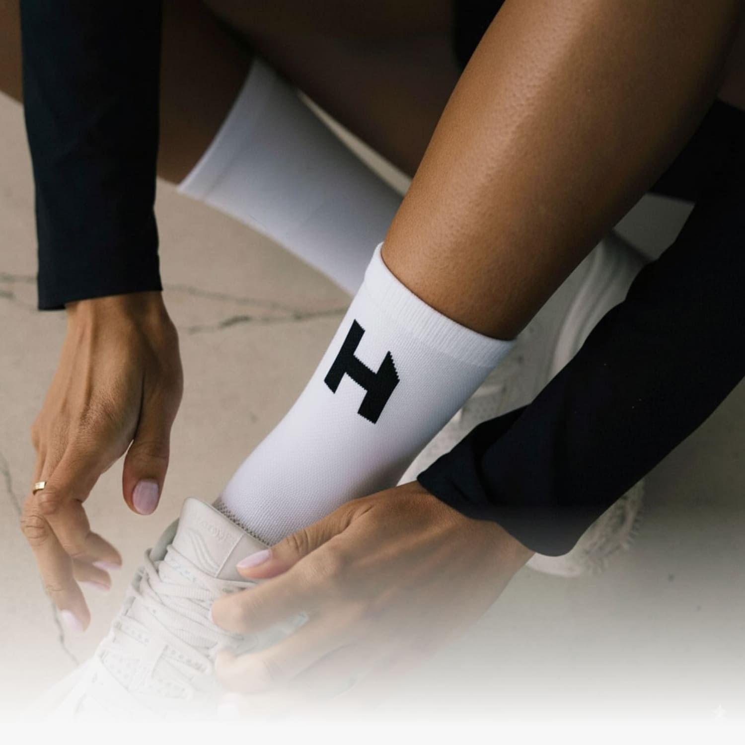 White Logo Running Socks HLTHY